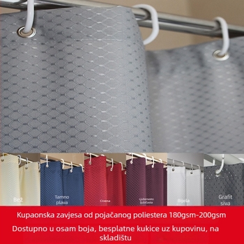 Zavjesa za tuširanje jacquard, poliesterski jacquard materijal, vodootporna i otporna na plijesan, jacquard stil, uzorak vafla, prilagodba dostupna