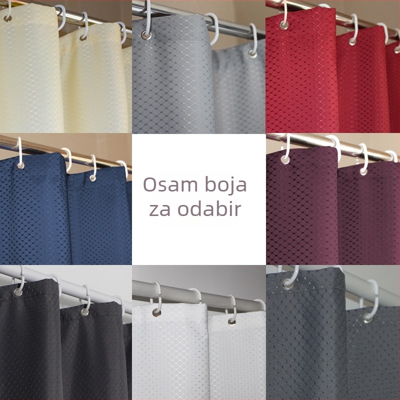 Zavjesa za tuširanje jacquard, poliesterski jacquard materijal, vodootporna i otporna na plijesan, jacquard stil, uzorak vafla, prilagodba dostupna