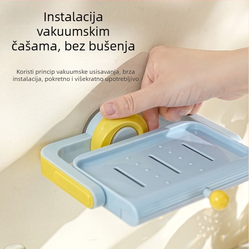 Okretni zidni sapunik s usisnom čašom, plastični organizator za kupaonicu