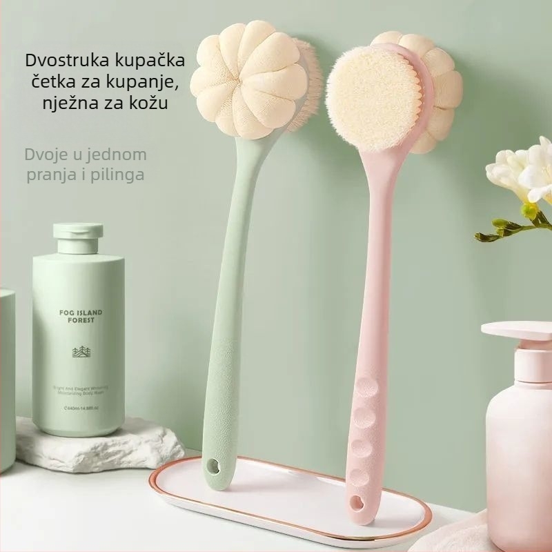 Dvostruka četka za kupanje s mekanim dlačicama za čišćenje leđa