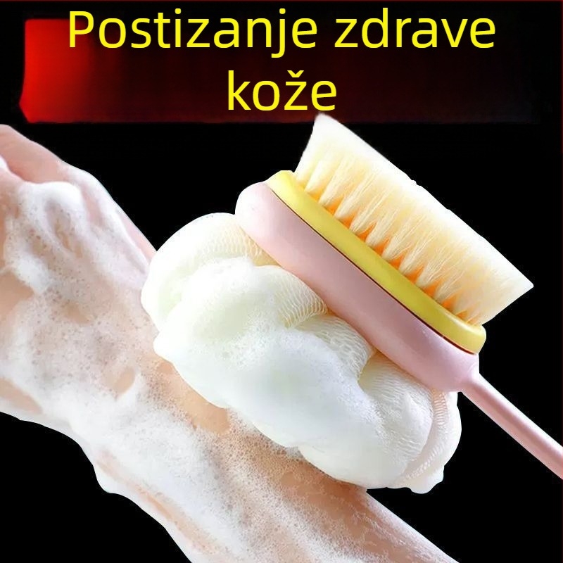 Dvostruka četka za kupanje s mekanim dlačicama za čišćenje leđa