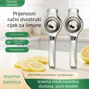 Citrusni cediljak za limune Chef Ji Qixiu, dvostruki sloj od nehrđajućeg čelika, prenosni ručni iscijeđivač, modernog dizajna