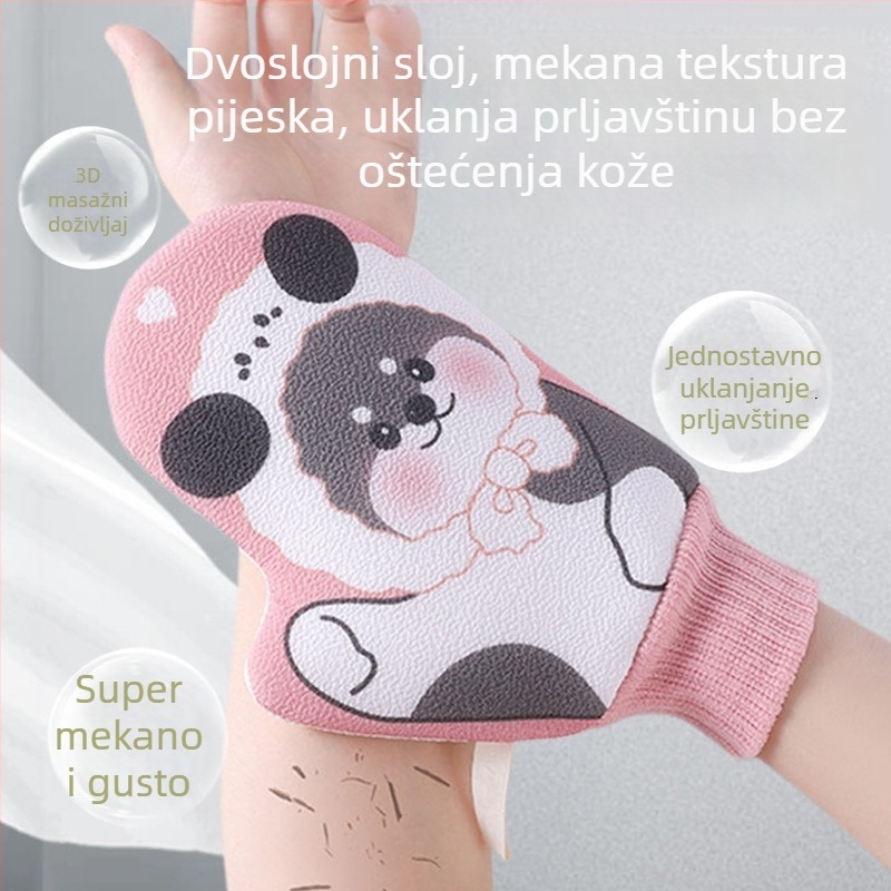 Dječje rukavice za kupanje, dvostrani dizajn s crtanim motivom, jaka eksfolijacija i uklanjanje prljavštine, materijal: viskoza, mogućnost prilagodbe