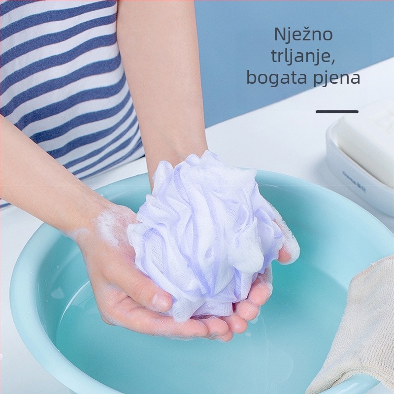 Camellia kupalna kugla s pjenušavom mrežom, kugla za kupanje s cvjetnim motivom, PE materijal