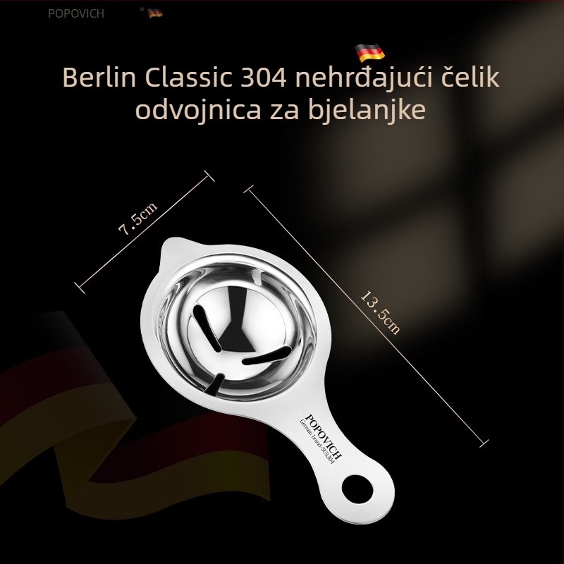 Razdjelnik bjelanjka i žumanjka – 304 nerđajući čelik, marka Popovich, otisnuto logo, prilagodljiva obrada