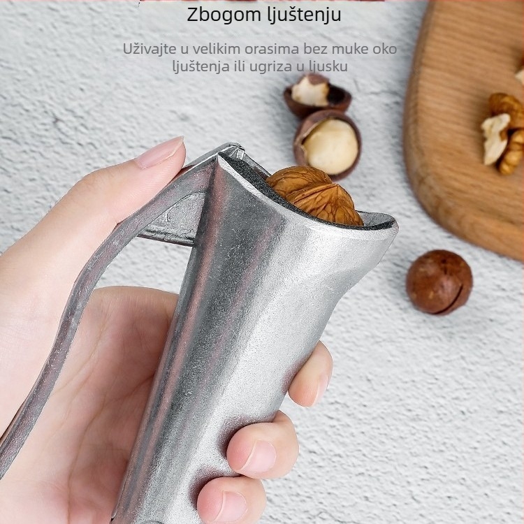 Aluminijska legura otvarač za orašaste plodove – višefunkcionalni alat za otvaranje oraha i lješnjaka, klip u obliku lijevka, otisak logotipa i mogućnost privatne marke