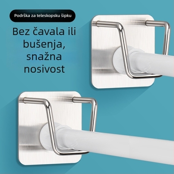 Teleskopski držač zavjese s ljepilnom montažom, bez bušenja – nehrđajući čelik, moderni minimalistički stil