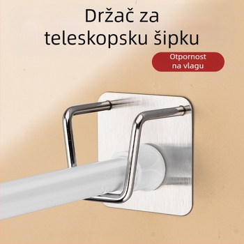 Teleskopski držač zavjese s ljepilnom montažom, bez bušenja – nehrđajući čelik, moderni minimalistički stil
