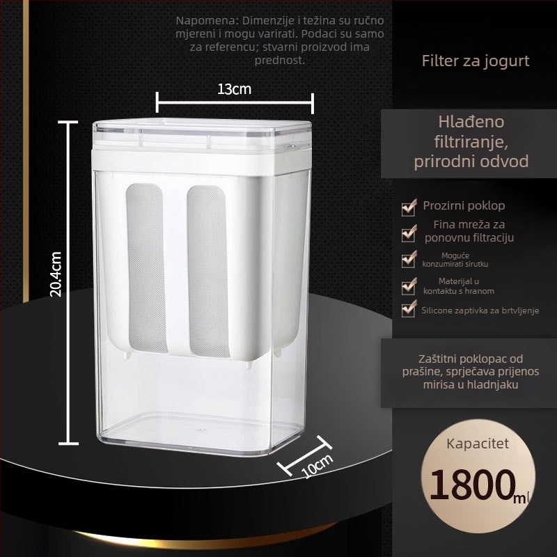 Filter za jogurt za kućnu upotrebu – grčki jogurt, velika kapaciteta, nehrđajući čelik 304 + PP, separator sirutke