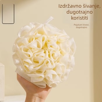 Premium kuglica za kupanje s cvijetom — ne raspršujuća masažna kugla za kupanje, izrađena od PE, poliesterskog vlakna i spužve