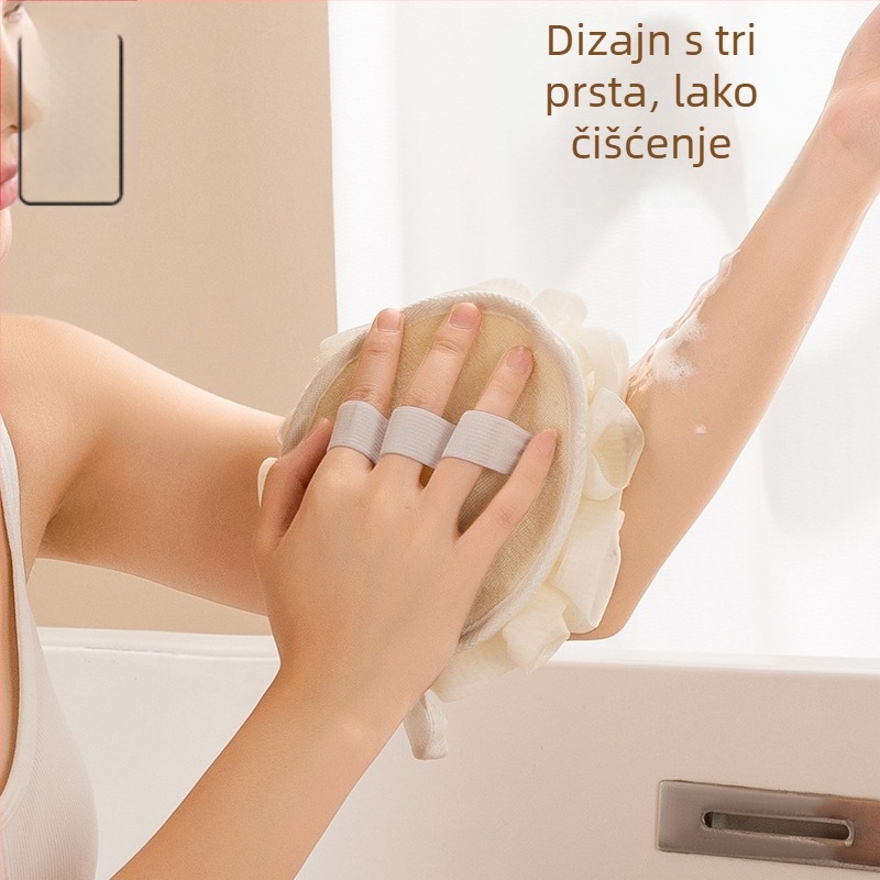 Premium kuglica za kupanje s cvijetom — ne raspršujuća masažna kugla za kupanje, izrađena od PE, poliesterskog vlakna i spužve