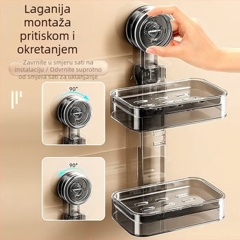 Youqin plastični držač sapuna s vakuumskim pričvršćivanjem na zid, više etaža, kupaonica