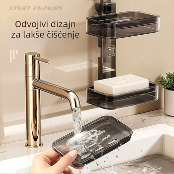 Youqin plastični držač sapuna s vakuumskim pričvršćivanjem na zid, više etaža, kupaonica