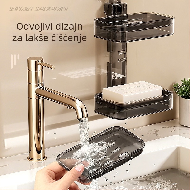 Youqin plastični držač sapuna s vakuumskim pričvršćivanjem na zid, više etaža, kupaonica