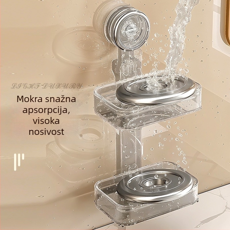 Youqin plastični držač sapuna s vakuumskim pričvršćivanjem na zid, više etaža, kupaonica