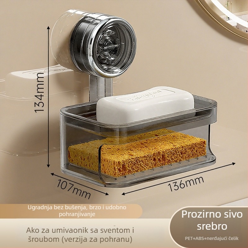 Youqin plastični držač sapuna s vakuumskim pričvršćivanjem na zid, više etaža, kupaonica