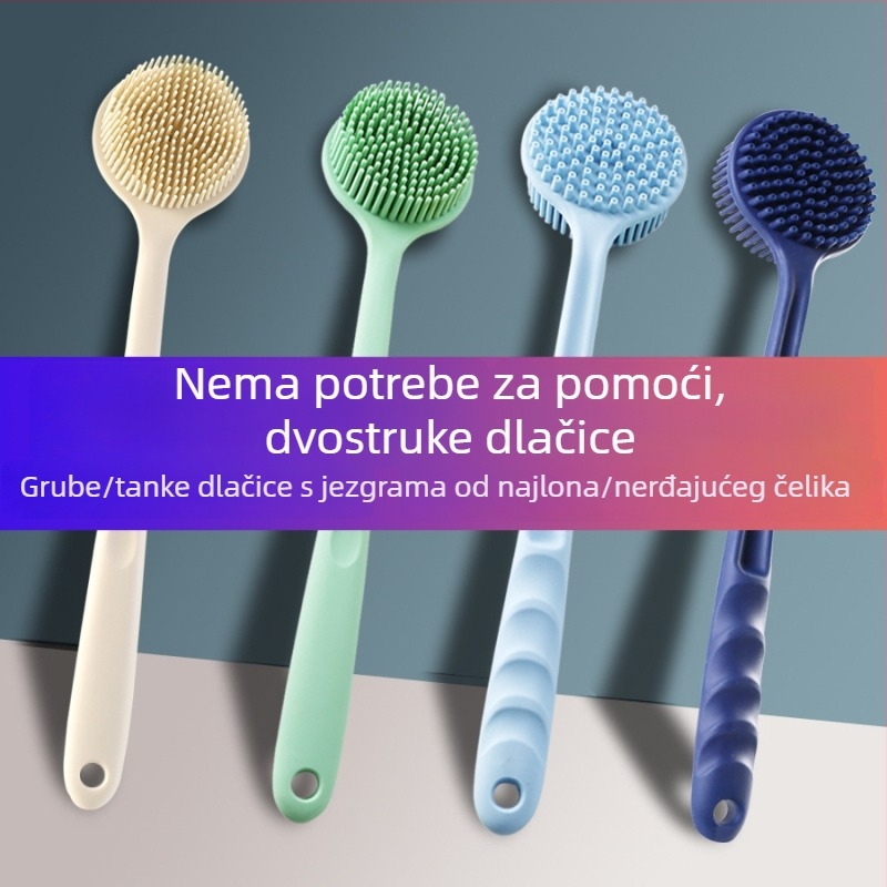 Silikonska četka za kupanje s dugom drškom, dvostrana, debeli silikon za masažu leđa (Materijal: silikon; Kategorija: četka za kupanje/masaža; Prilagodba: Da)