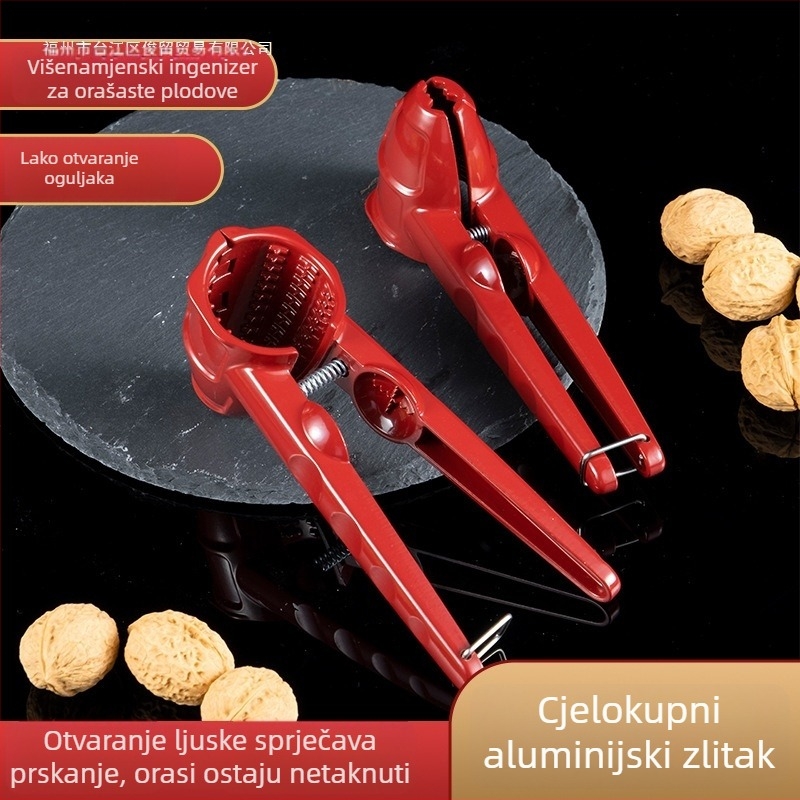 Aluminijski alat za odvrtanje ljuski oraščića i sjemenki – kuhinjski gadget s modernim minimalističkim stilom, mogućnost otiska logotipa