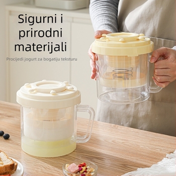 Separator za jogurt s oprugom koja se rotira, poklopcem i filterom za surutku – pogodna za domaći jogurt; materijal: PP, ABS, PS, nehrđajući čelik