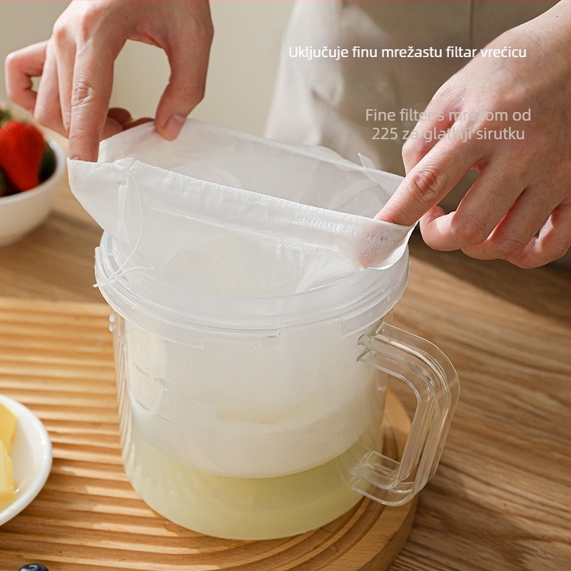 Separator za jogurt s oprugom koja se rotira, poklopcem i filterom za surutku – pogodna za domaći jogurt; materijal: PP, ABS, PS, nehrđajući čelik