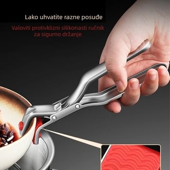 Silikonska klipsa za zdjelu s zaštitom od opeklina, protuklizna, za kuhanje na pari i podizanje tanjura u kuhinji