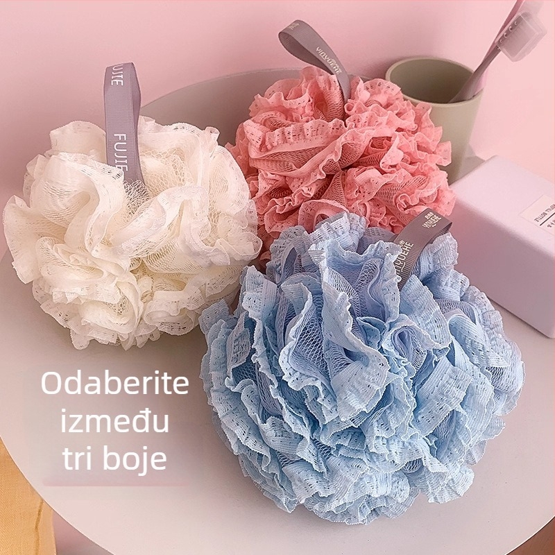 Kuglica za kupanje s cvjetnom pjenom, čipkasti rub, PE materijal, užad za vješanje, kutija 500 kom