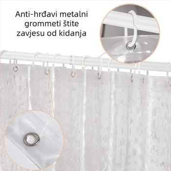 3D vodeni kub poluprozirna tuš zavjesa, vodootporna i protiv plijesni