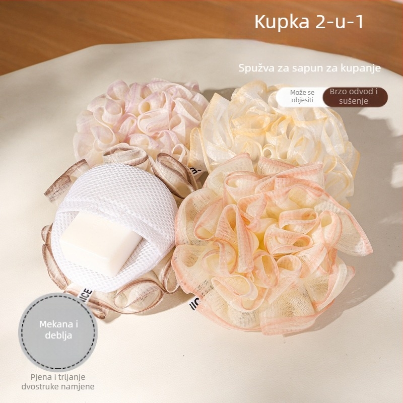 Kuglica za kupanje u mrežastoj torbici za sapun, u obliku ruže, PE+nylon materijal, za odrasle