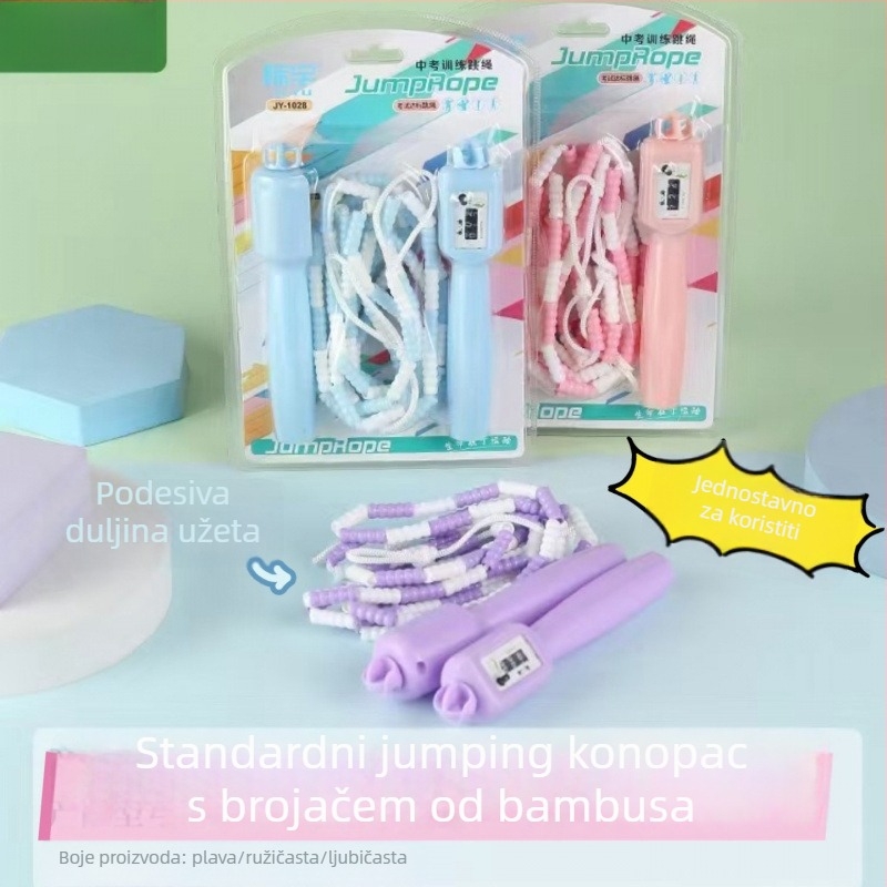 Uže za preskakanje s brojačkim perlama (96 perli), od gume, za trčanje i fitness