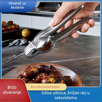 Klip za kestene od nehrđajućeg čelika s križnim zubima, kućni alat za ljuštenje orašastih plodova