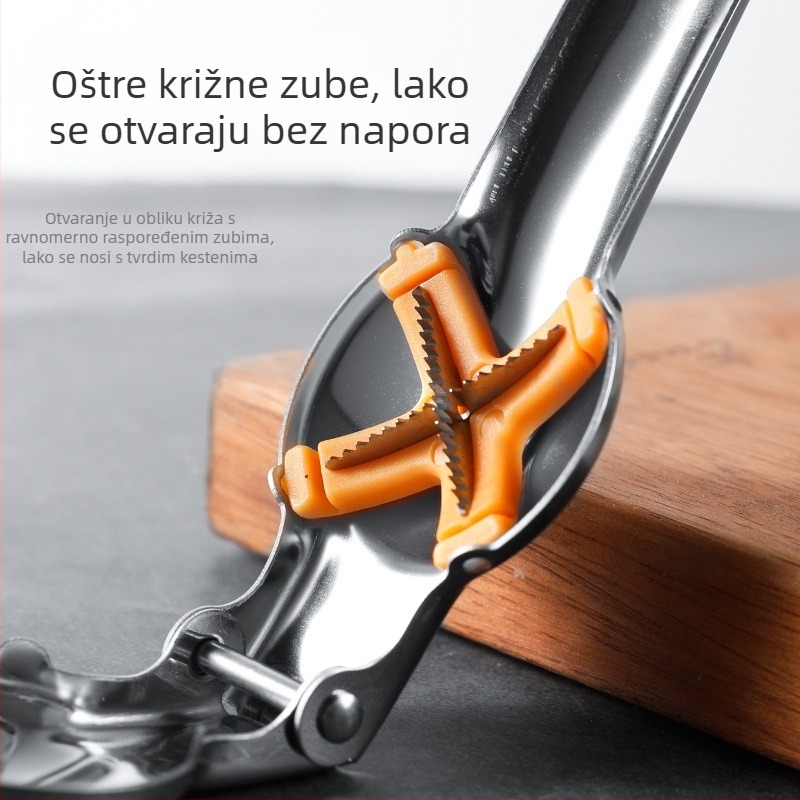 Klip za kestene od nehrđajućeg čelika s križnim zubima, kućni alat za ljuštenje orašastih plodova