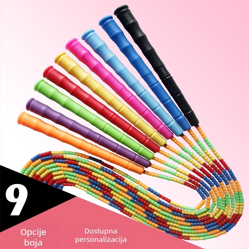 Skakačko uže s perljastim segmentima i bambus uzicama, PP materijal, za odrasle i studente, 3 specifikacije