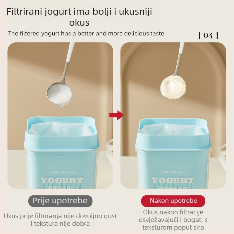 Kućni filtar za jogurt s odvajačem sirutke i odvodom vlage — plast