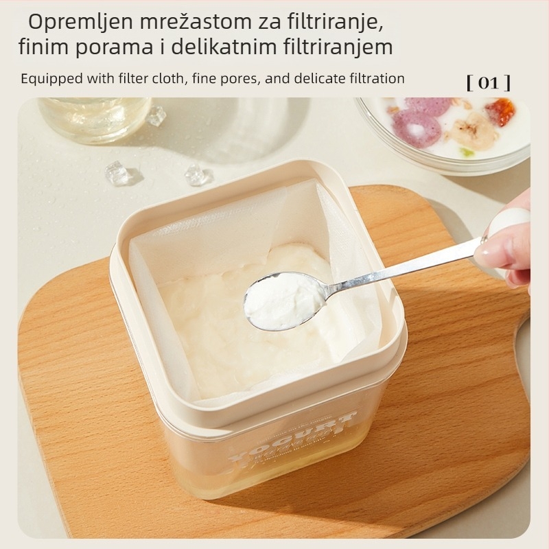Kućni filtar za jogurt s odvajačem sirutke i odvodom vlage — plast