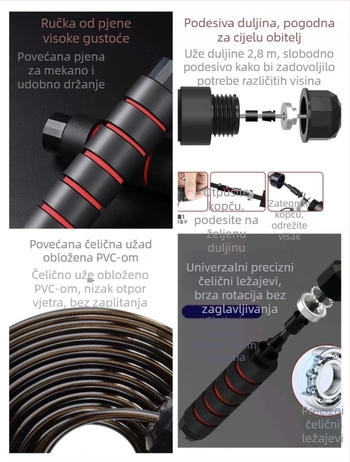 Težinsko skakačko uže za muškarce i žene – podesivo čelično uže za fitness trening