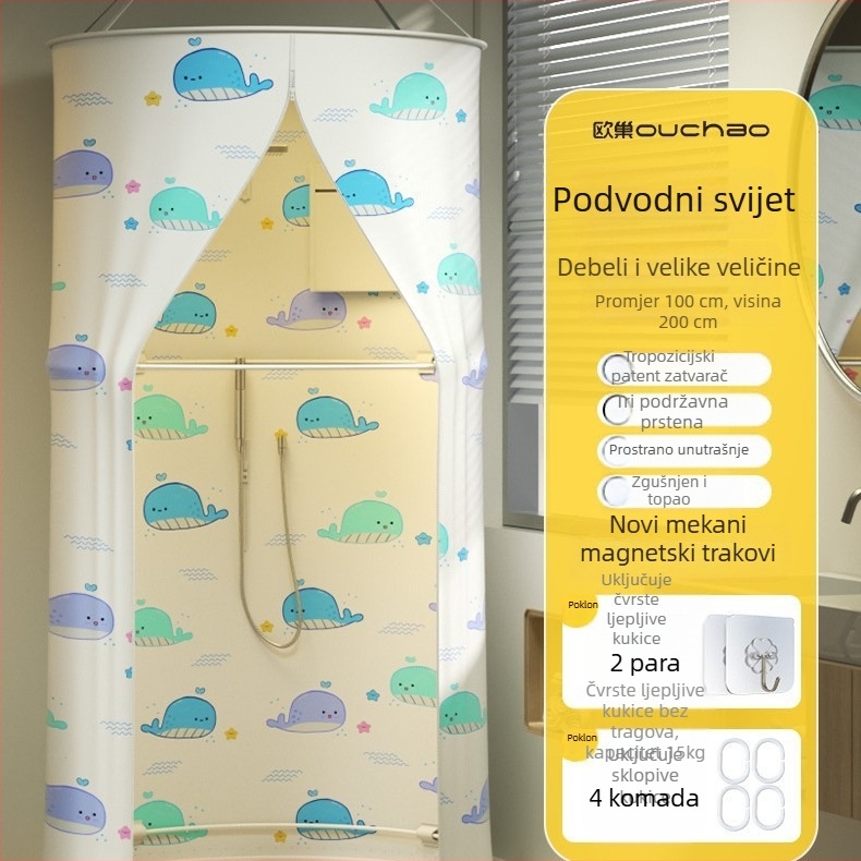PEVA zavjesa za tuširanje: vodootporna i otporna na plijesan, geometrijski stil, crtani uzorak