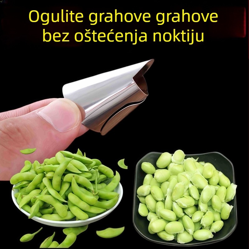 Nehrđajući čelični zaštitnik prstiju za oljuštivanje edamamea i češnjaka – zaštita od posjekotina