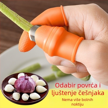 Metalni zaštitnik za rezanje povrća — alat za guljenje prstiju za grah, škampi, edamame, sjemenke lotosa (Materijal: željezo; Stil: Nepravilni; Lansiranje: 2024)