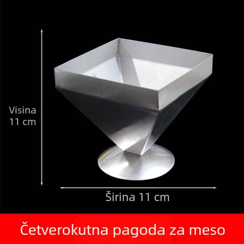 Nerđajući čelik pagoda kalup za meso — DIY kuhinjski alat s četverostrukim dizajnom, mogućnost prilagodbe i tiskanja logotipa (Materijal: Nehrđajući čelik; Kategorija: DIY kalup; Prilagodba: Da; Tisak logotipa: Da)