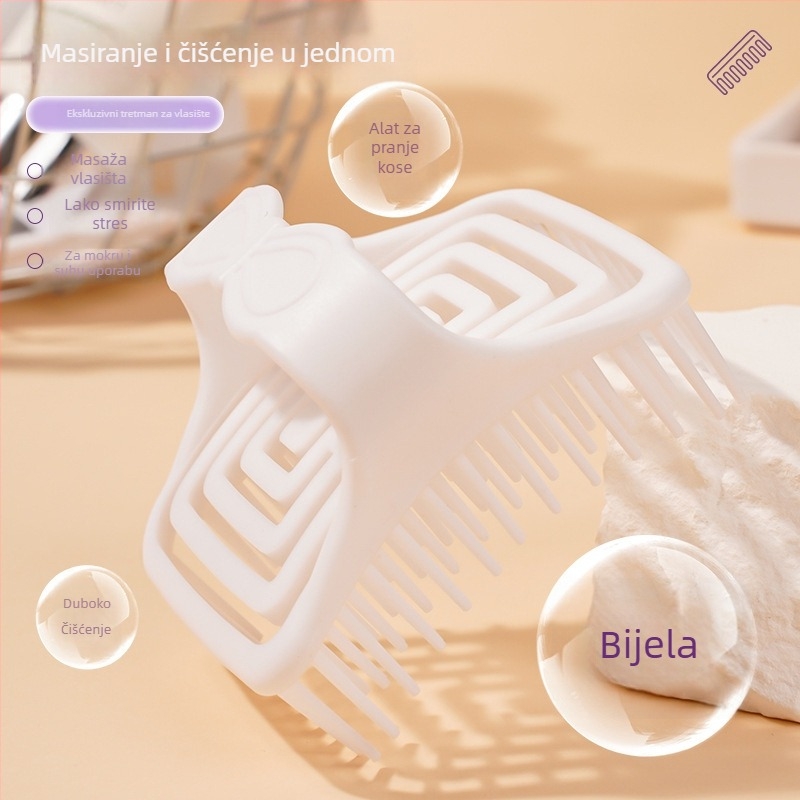 Plastična šampon masašna četka za vlasište, čišćenje i ublažavanje svrbeža, suho/mokro dvostruko korištenje, kućna masažna četka za odrasle