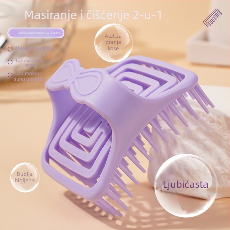 Plastična šampon masašna četka za vlasište, čišćenje i ublažavanje svrbeža, suho/mokro dvostruko korištenje, kućna masažna četka za odrasle