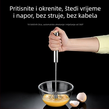 Ručni mućkalica za jaja od nehrđajućeg čelika - prijenosna, modernog stila (Brand: Chef jun; Materijal: nehrđajući čelik; Rad: ručni; Stil: moderni)