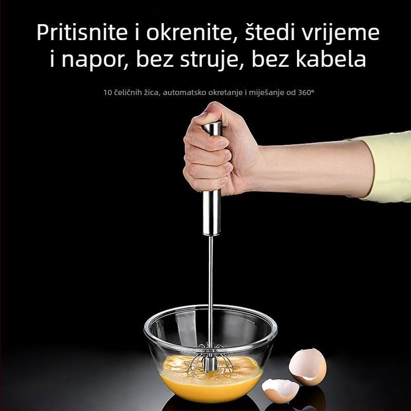 Ručni mućkalica za jaja od nehrđajućeg čelika - prijenosna, modernog stila (Brand: Chef jun; Materijal: nehrđajući čelik; Rad: ručni; Stil: moderni)