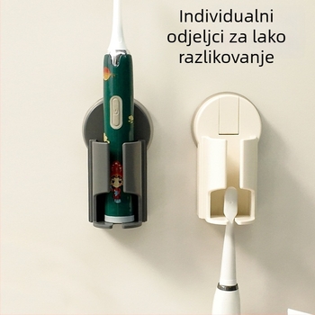 Držač četkica za zube na zid s usisavanjem, bez bušenja, ABS materijal, mogućnost otiska logotipa