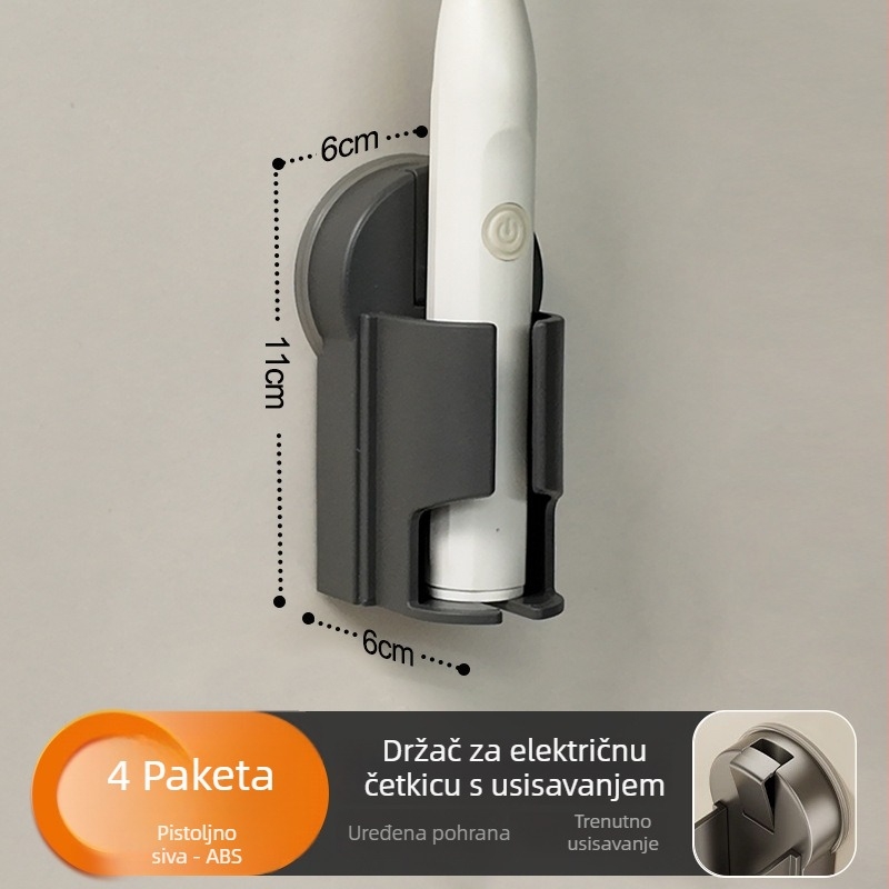 Držač četkica za zube na zid s usisavanjem, bez bušenja, ABS materijal, mogućnost otiska logotipa