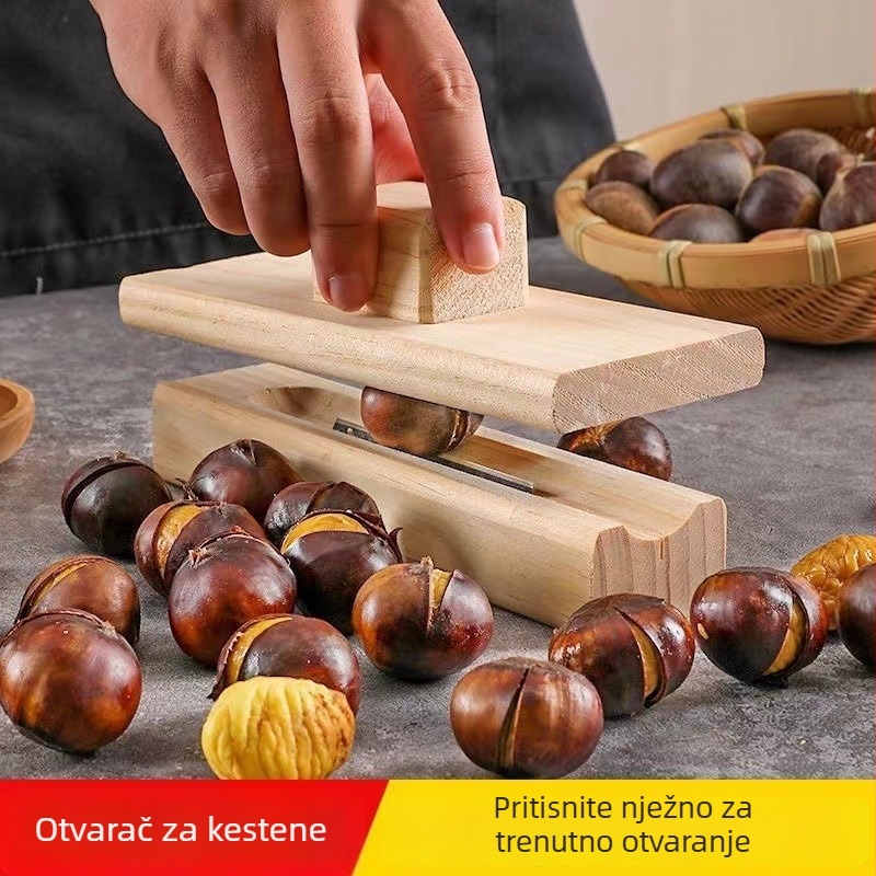 Drveni otvarač za kestene i ljusćenje – višenamjenski alat za kestene i sjemenke lotosa, moderni minimalistički stil, s tiskanim logom, predstavljen zimi 2020