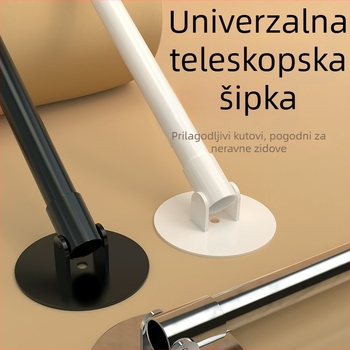 Flanšna teleskopna šipka za zavjesu za tuširanje, bez bušenja, kutna podrška, posebnog oblika