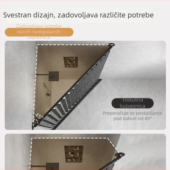 Flanšna teleskopna šipka za zavjesu za tuširanje, bez bušenja, kutna podrška, posebnog oblika