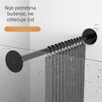 Flanšna teleskopna šipka za zavjesu za tuširanje, bez bušenja, kutna podrška, posebnog oblika