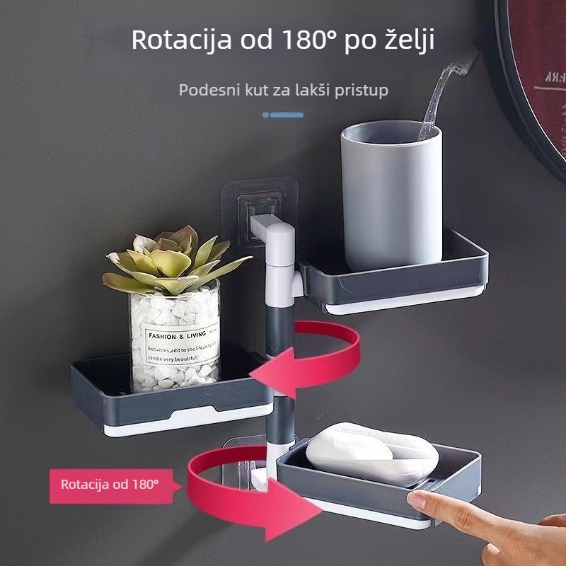 Zidni držač sapuna s usisnom čašom, rotirajući, 3-slojni ili 1-slojni, plastični, pakiranje 120 komada